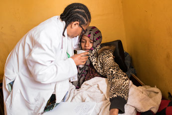Doctor cares for a patient